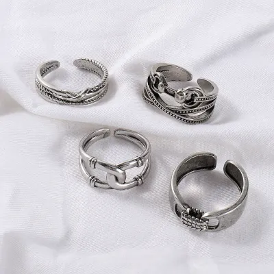 4 pieces set retro ring